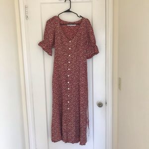 Christy Dawn Red Floral Midi Dress